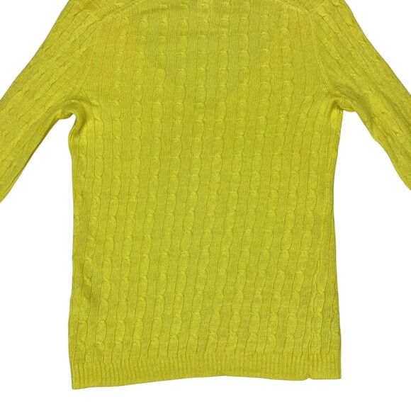 J. Crew Linen Sweater Women XS Yellow Cable Knit V-neck Lightweight Preppy Chic - Picture 6 of 13